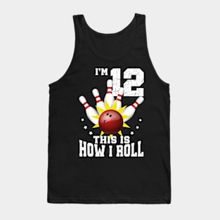 Bowling 12th Birthday Bday Party Kids 12 years Old Bowler Tank Top